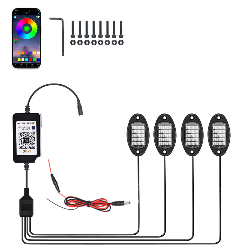 RGB Car Rock Lights Underglow Light Pods - RGB Specification:4 Pods - image 1