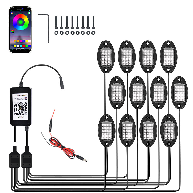 RGB Car Rock Lights Underglow Light Pods - RGB Specification:12 Pods - image 3