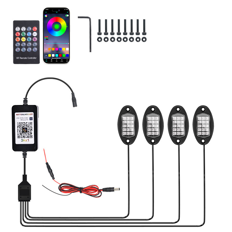RGB Car Rock Lights Underglow Light Pods - [Pro]RGB Specification:4 Pods - image 4