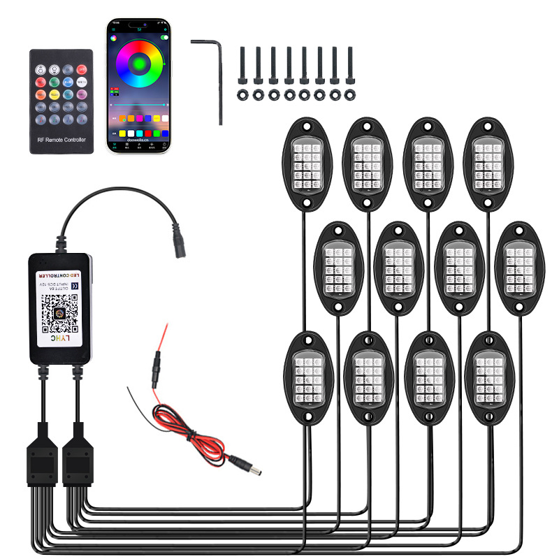 RGB Car Rock Lights Underglow Light Pods - [Pro]RGB Specification:12 Pods - image 6