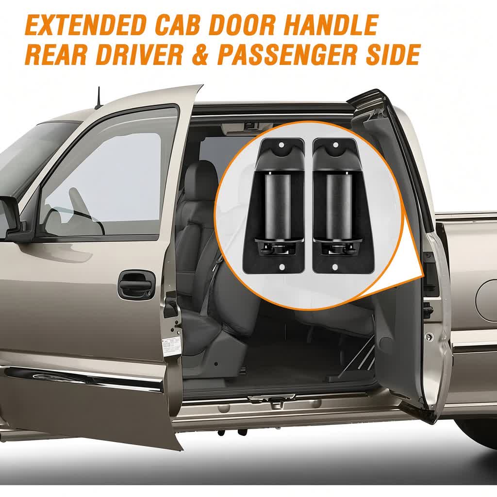 2-Piece Pair Set ABS Plastic Cold/Heat Resistant Direct Fit Extended Cab Rear Door Handles (Left Driver-Right Passenger) - Compatible with 1999-2007 Chevy Silverado, 1999-2006 GMC Sierra 1500/2500/3500 - image 4
