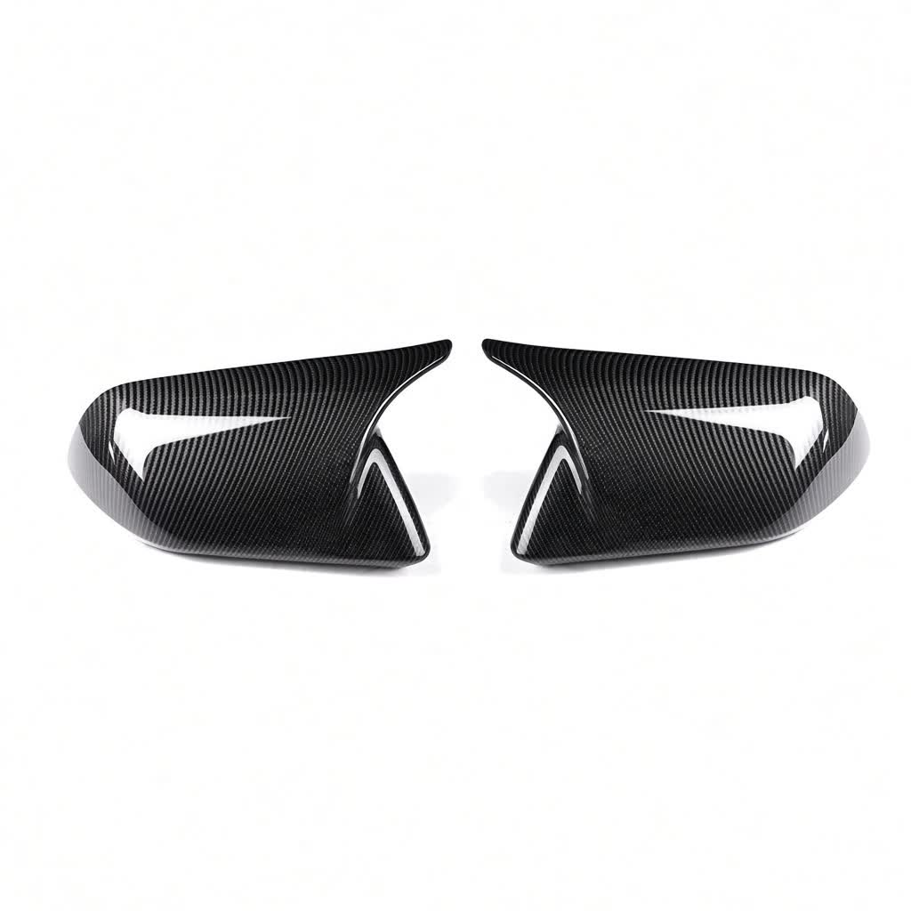 Automotive 2-Item/Set Horn-Style Rearview Side Mirror Cover Caps for Ford Mustang 2015-2022 - Carbon Fiber Pattern - image 4