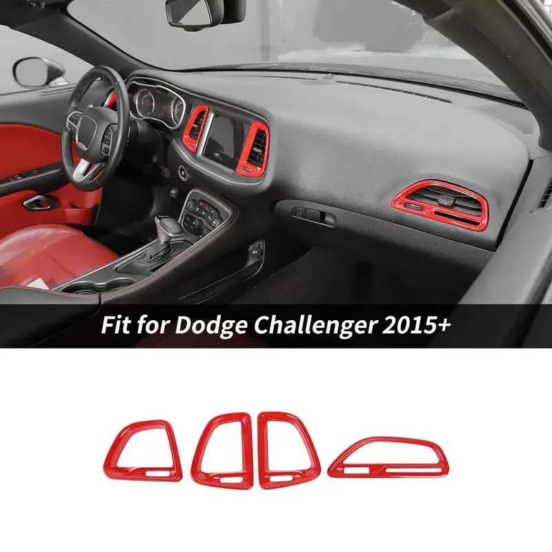 Center Console AC Vent Trim for 2015-2023 Dodge Challenger | ABS Interior Decorative Cover - Red - image 2