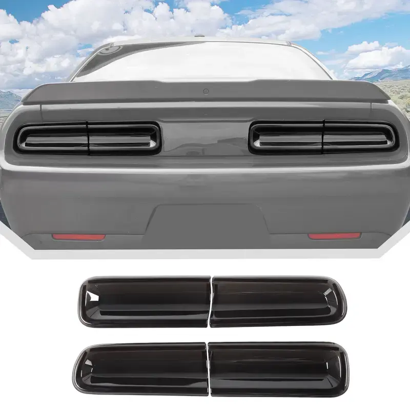 4-Piece Self-Adhesive Smoked Tail Light Cover Trim Compatible With 2015-2024 Dodge Challenger - image 1