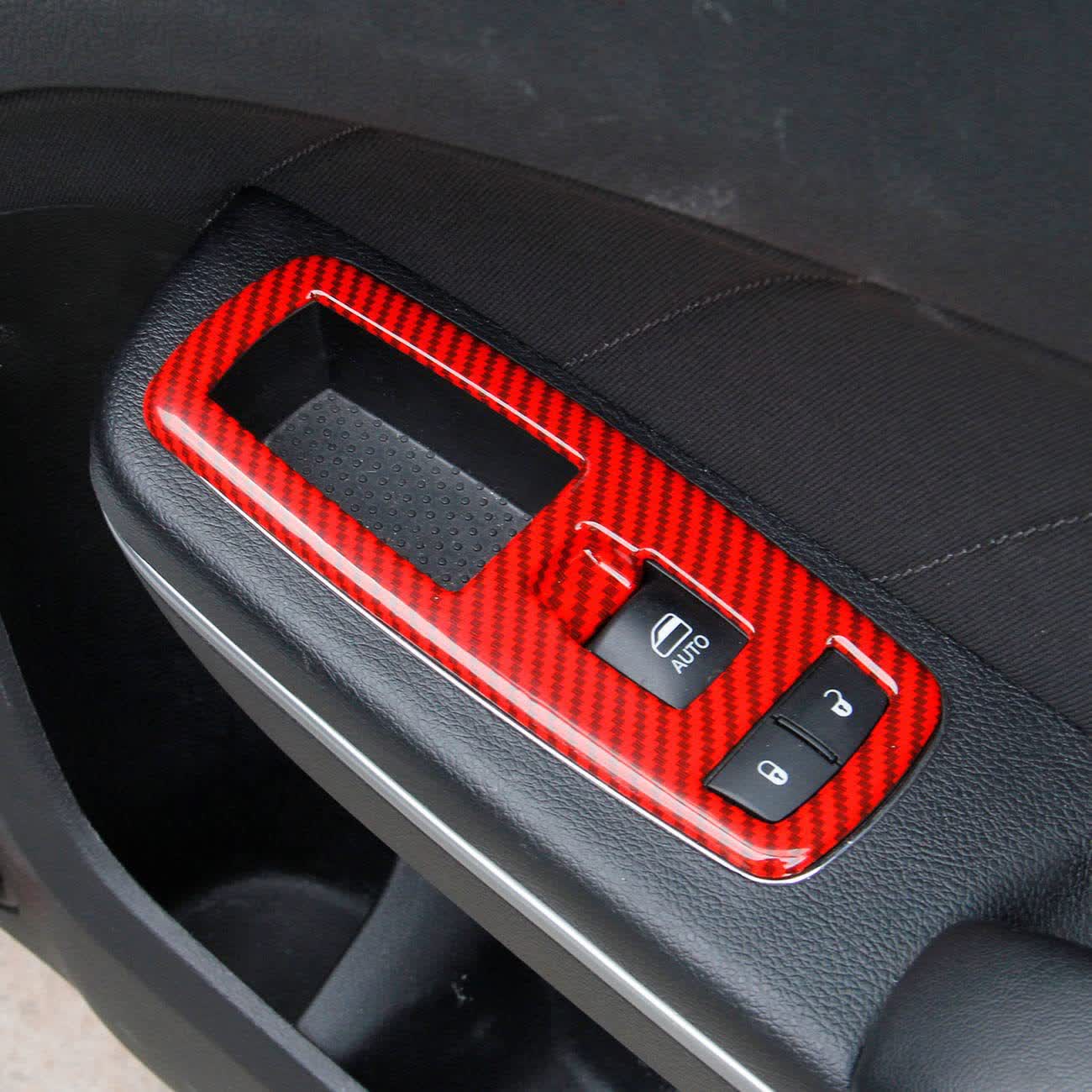 4Pcs Carbon Fiber Window Switch Panel Cover Trim Compatible With 2011+ Charger, 2011+ Durango, 2010-2017 Ram - image 5