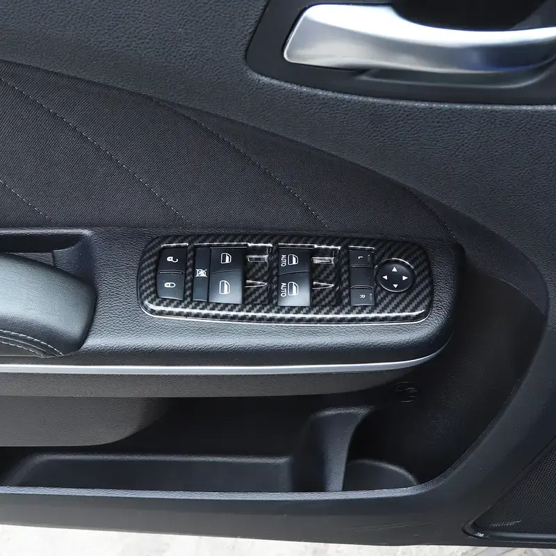 4Pcs Carbon Fiber Window Switch Panel Cover Trim Compatible With 2011+ Charger, 2011+ Durango, 2010-2017 Ram - image 6
