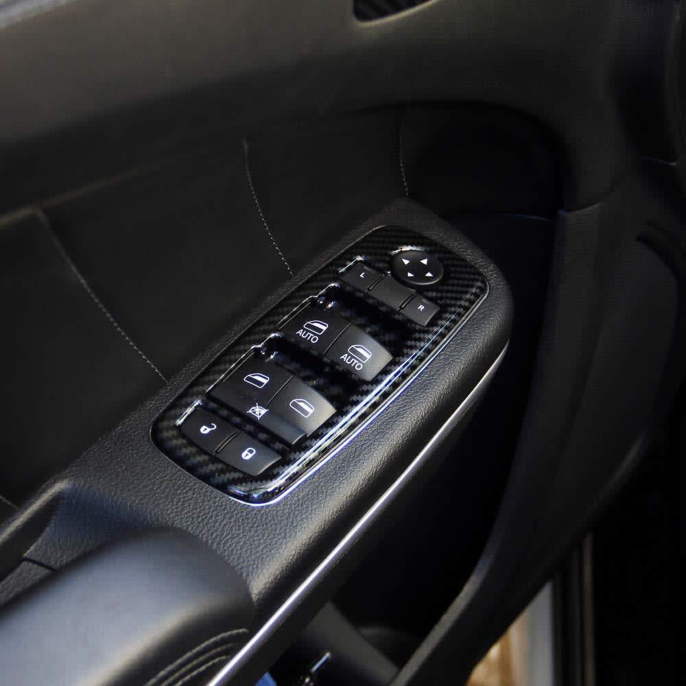 4Pcs Carbon Fiber Window Switch Panel Cover Trim Compatible With 2011+ Charger, 2011+ Durango, 2010-2017 Ram - image 7