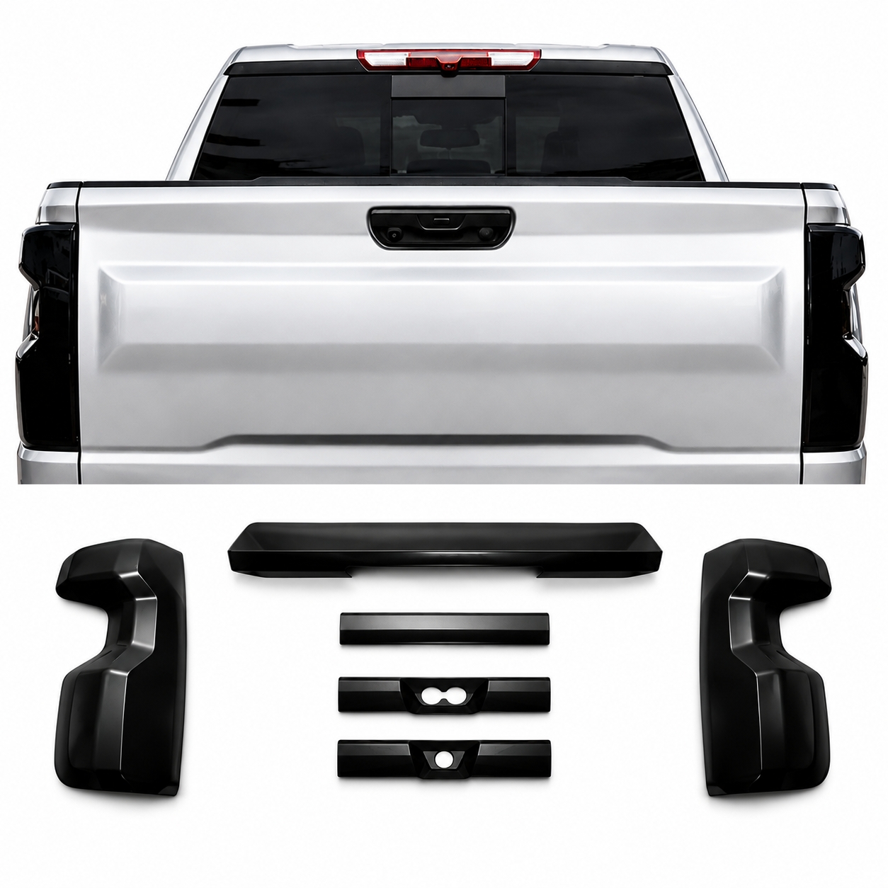 Blackened Taillight Lamp Shell Cover Trim For Chevy Chevrolet Silverado 2019+
