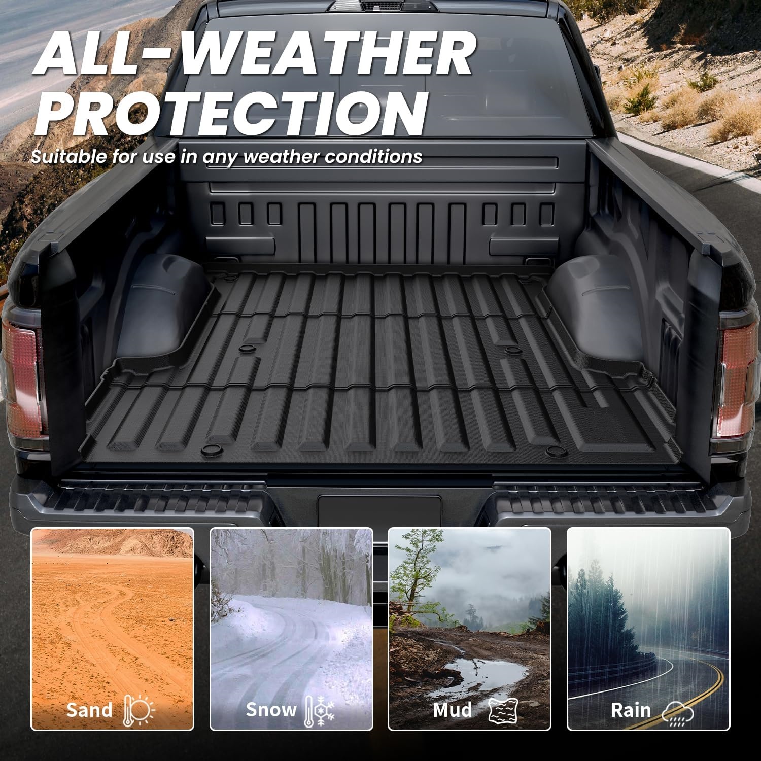 All-Weather Truck Bed Mat Sand Snow Mud Rain