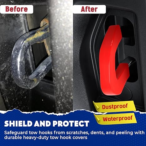 Premium tow hood covers close-up red finish