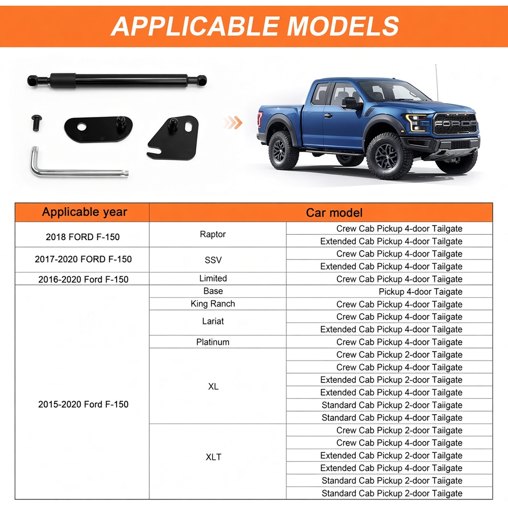 Tailgate Assist Shock Strut Compatible With 2015-2020 Ford Raptor F150