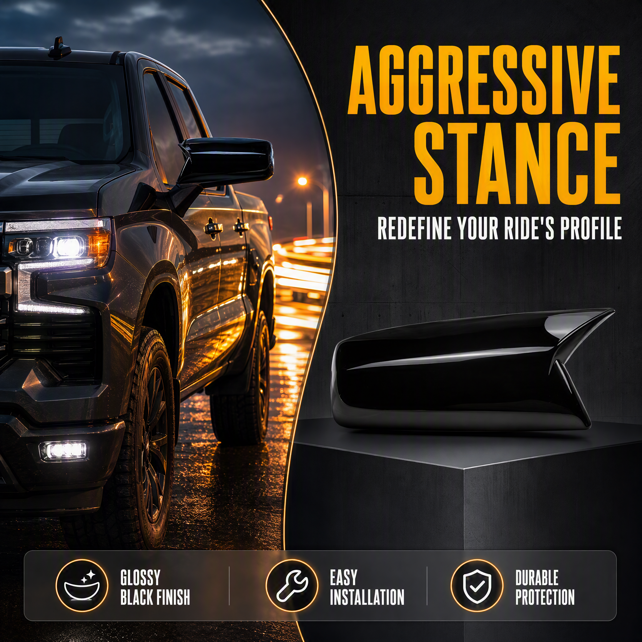 Side Mirror Cap Cover Compatible With Silverado 2012-2018