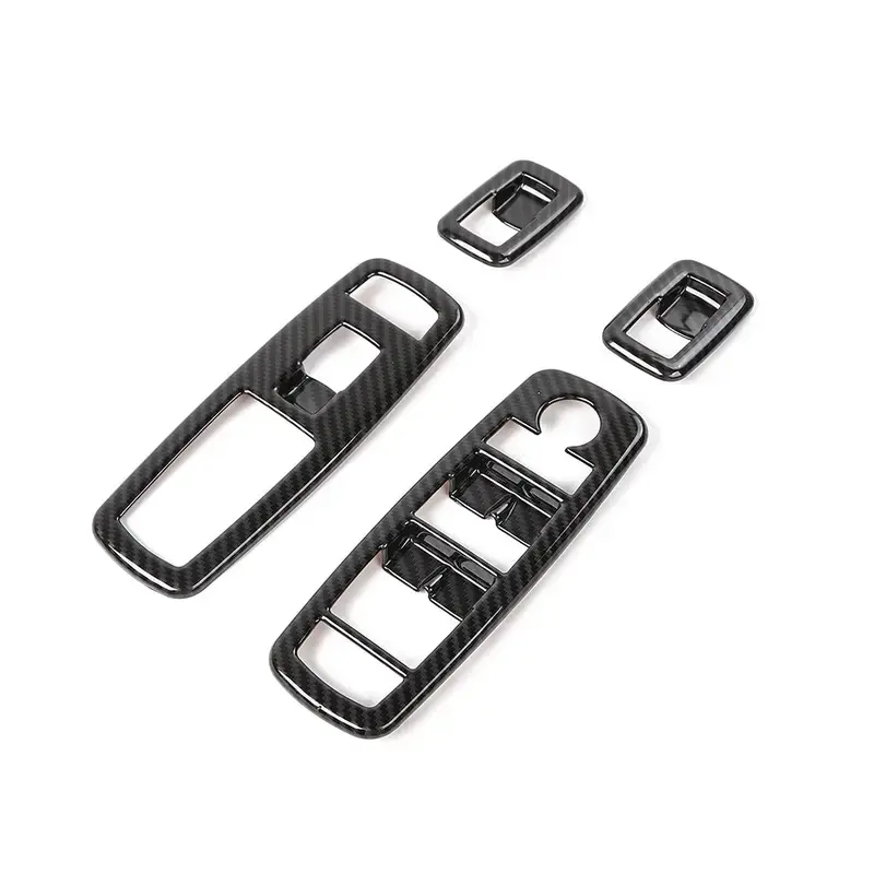 4Pcs Carbon Fiber Window Switch Panel Cover Trim Compatible With 2011+ Charger, 2011+ Durango, 2010-2017 Ram - Black Carbon Fiber - image 9