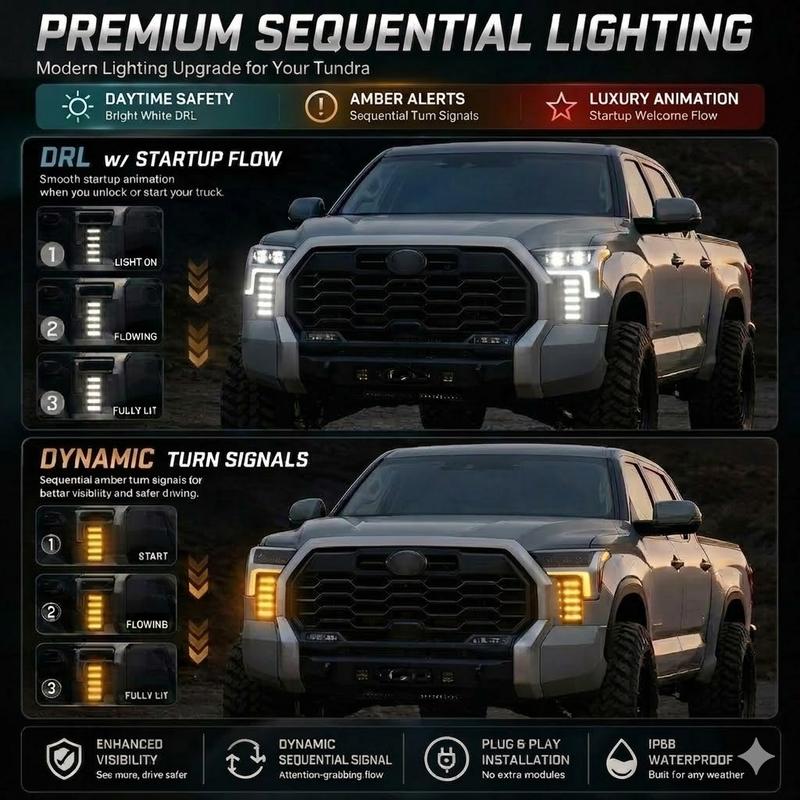 LED Front Fog Lights with DRL & Sequential Turn Signals Compatible With Tundra 2022-2026 - image 4