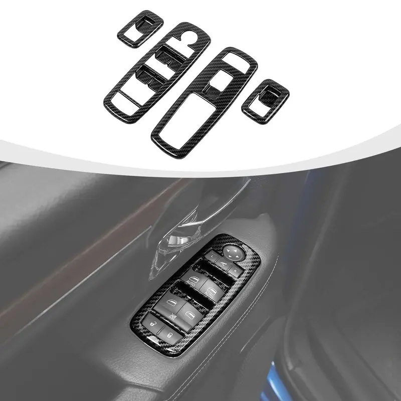 4Pcs Carbon Fiber Window Switch Panel Cover Trim for Charger Durango Ram