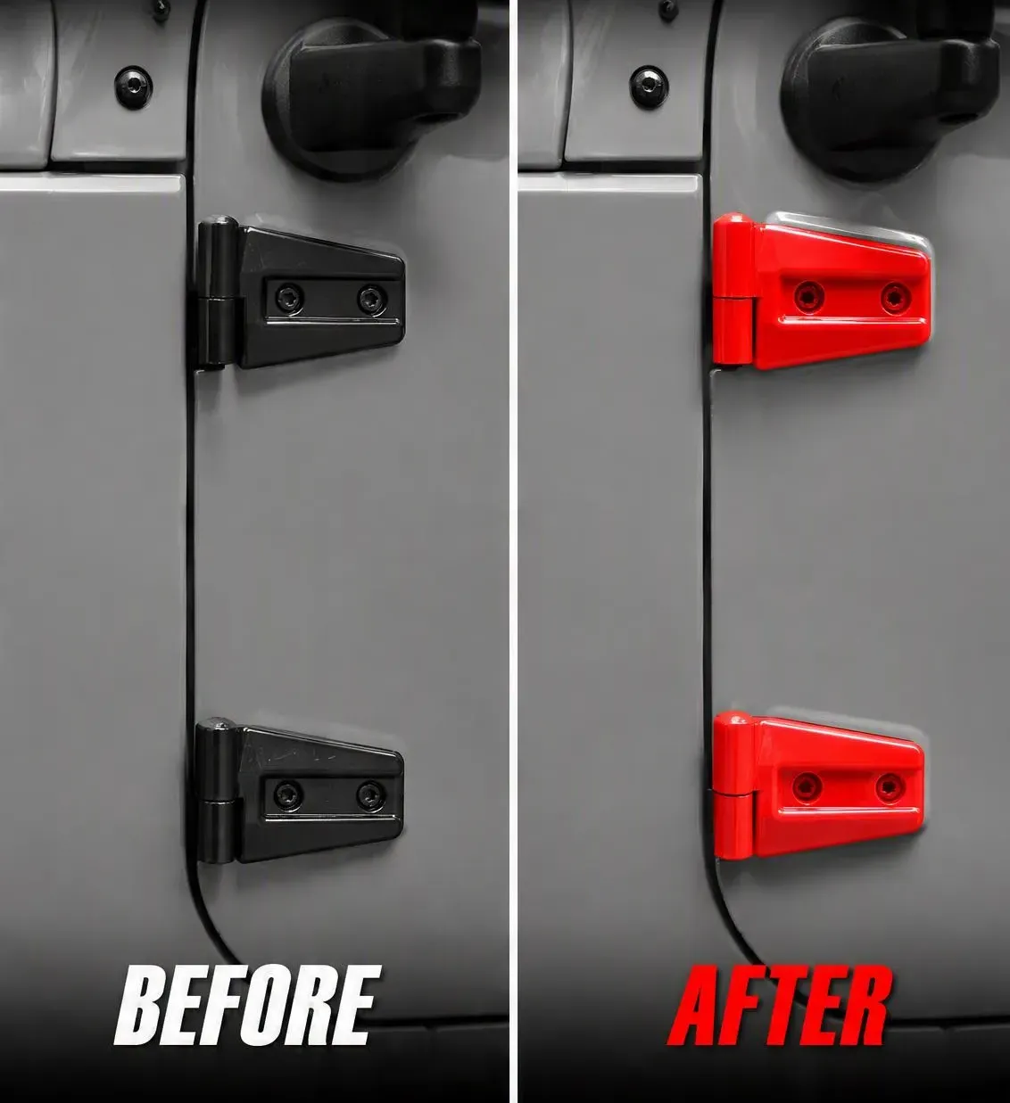 ABS carbon fiber style 3-layer gloss hinge covers Black and Red