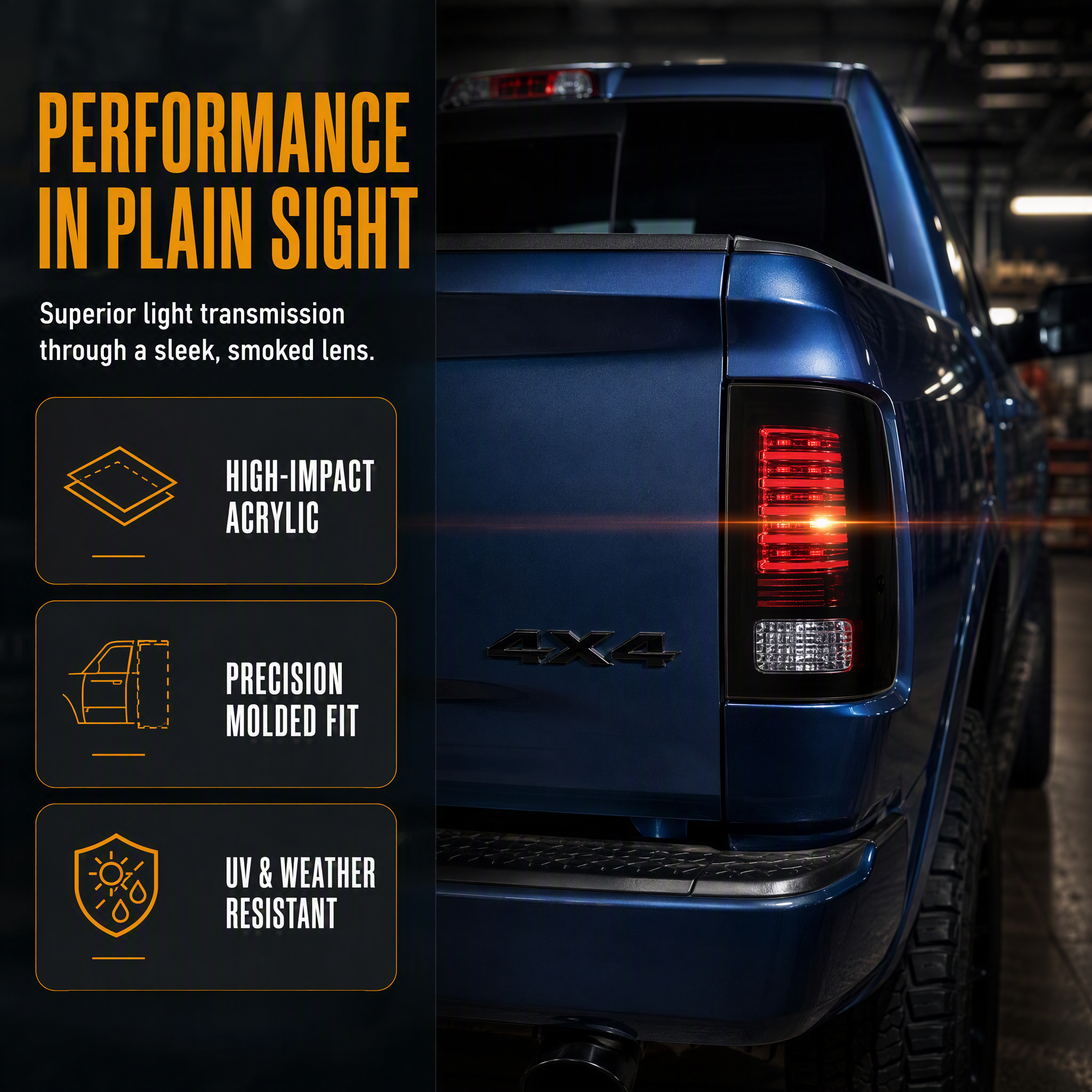 P380 Blackened Taillight Lamp Shell Cover Trim for Dodge RAM 2009-2018