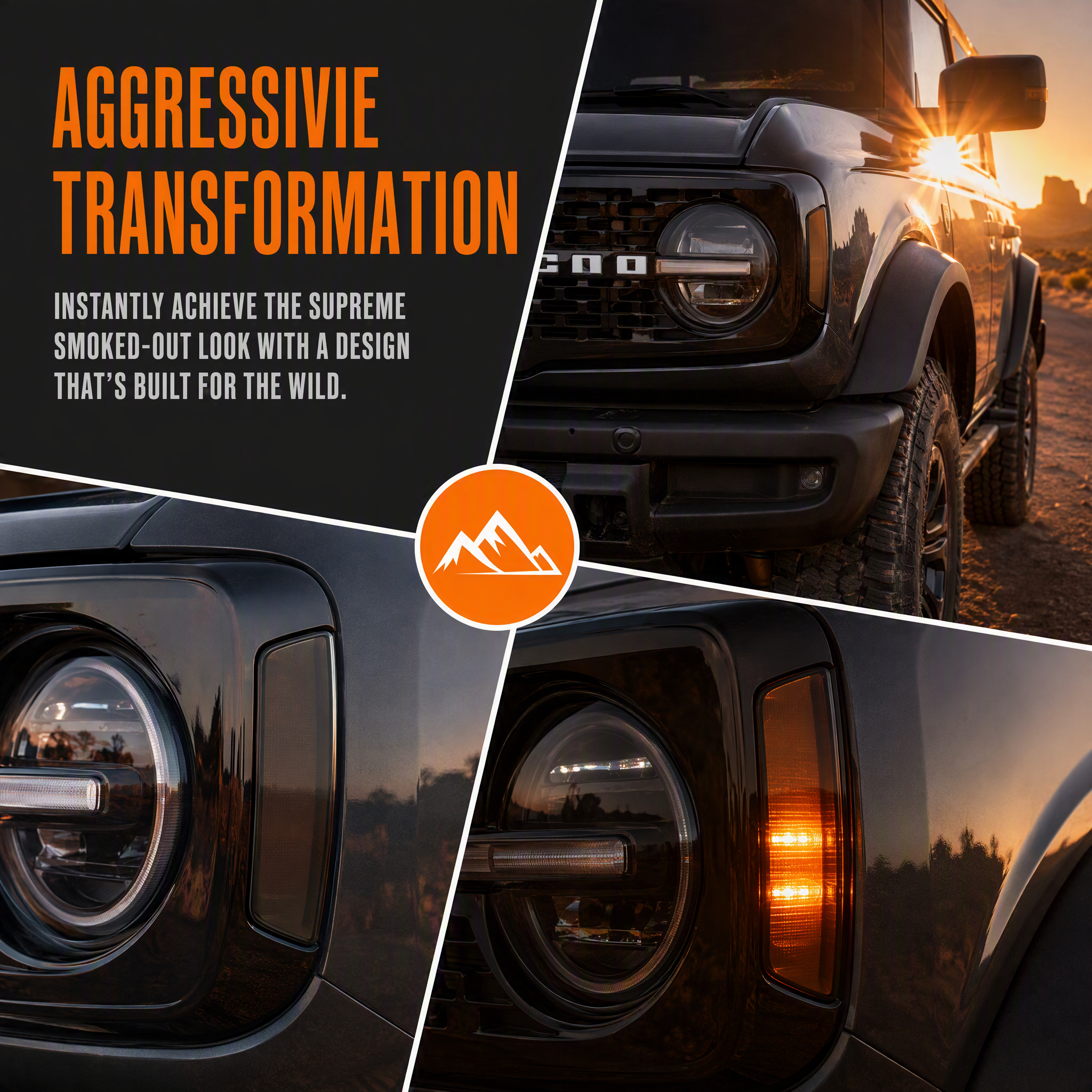 Smoked Side Lamp Shell Cover Trim Compatible With Bronco 