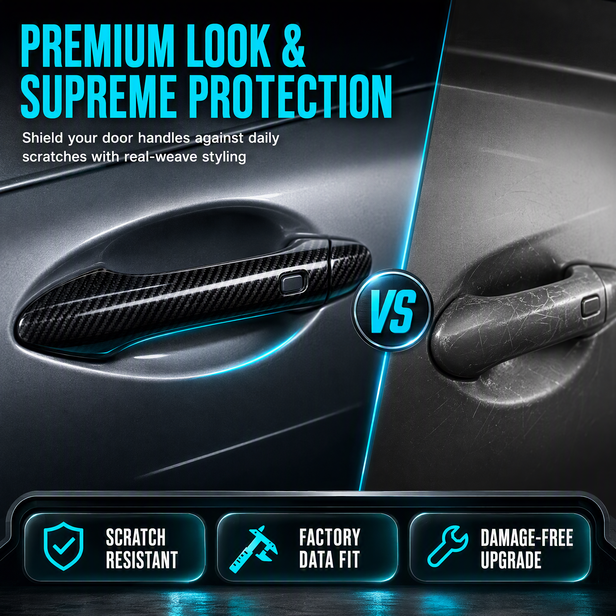 Premium Car Door Handle Trim Cover Compatible With Chevrolet Silverado Sierras 2014-2022