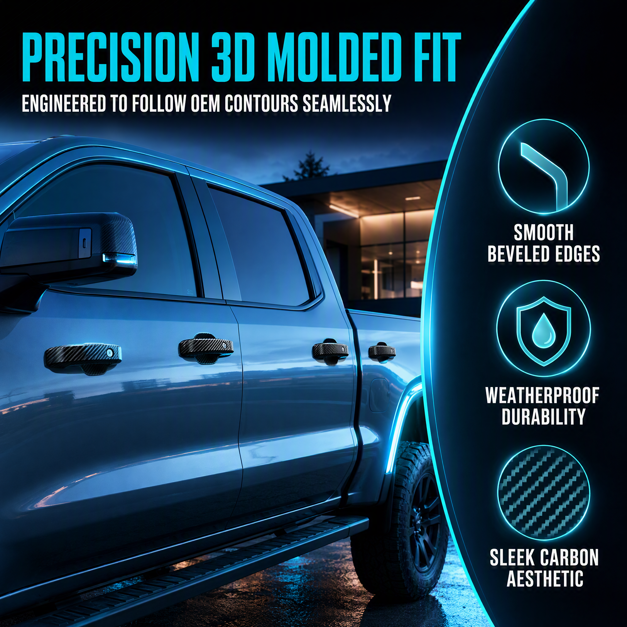 Premium Car Door Handle Trim Cover Compatible With Chevrolet Silverado Sierras 2014-2022