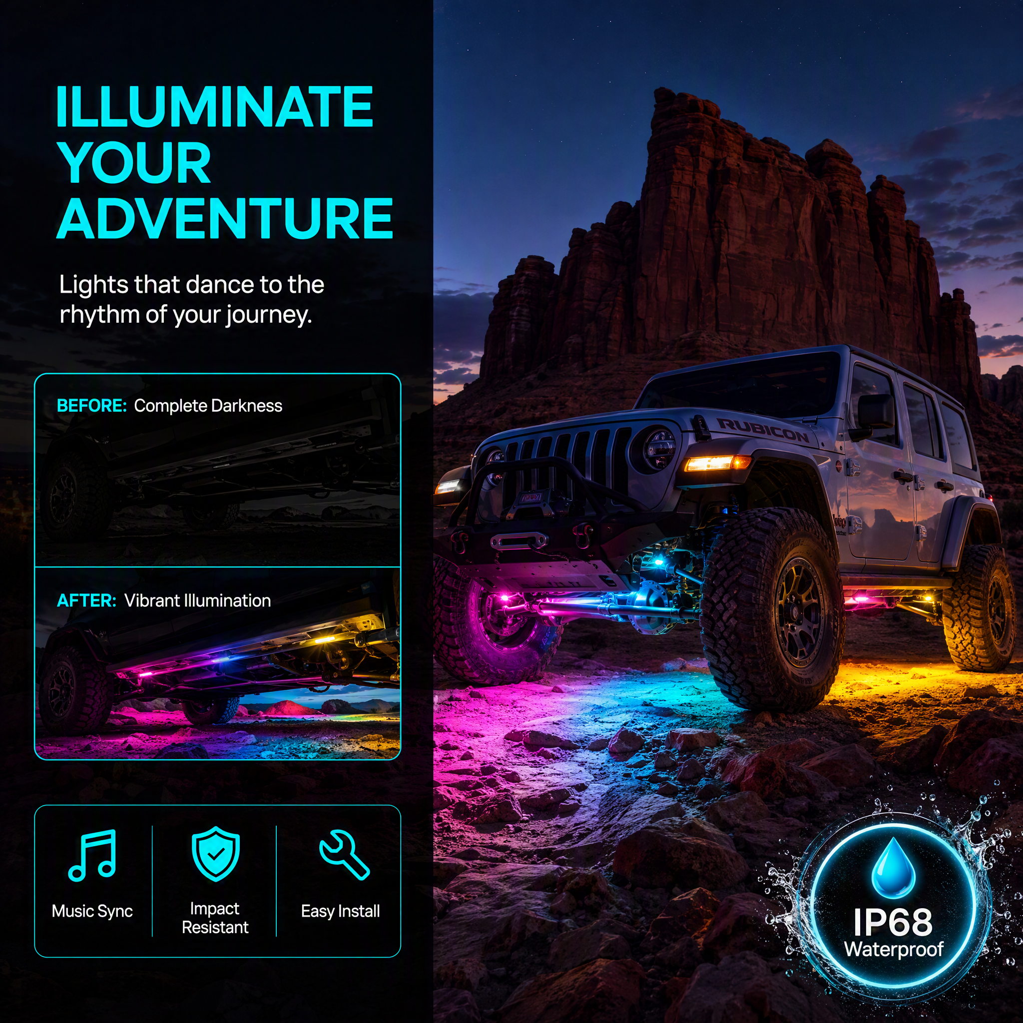 RGB Car Rock Lights Underglow Light Pods