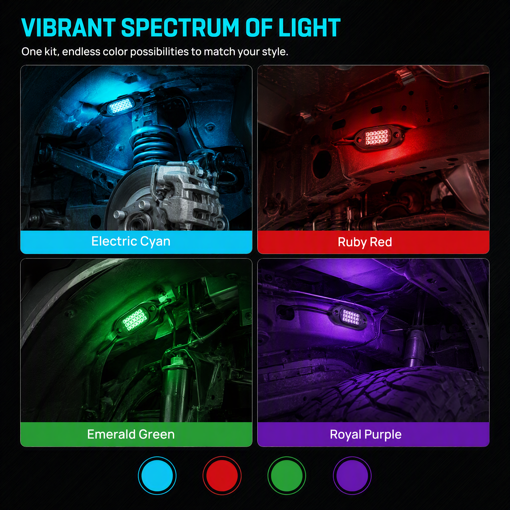 RGB Car Rock Lights Underglow Light Pods