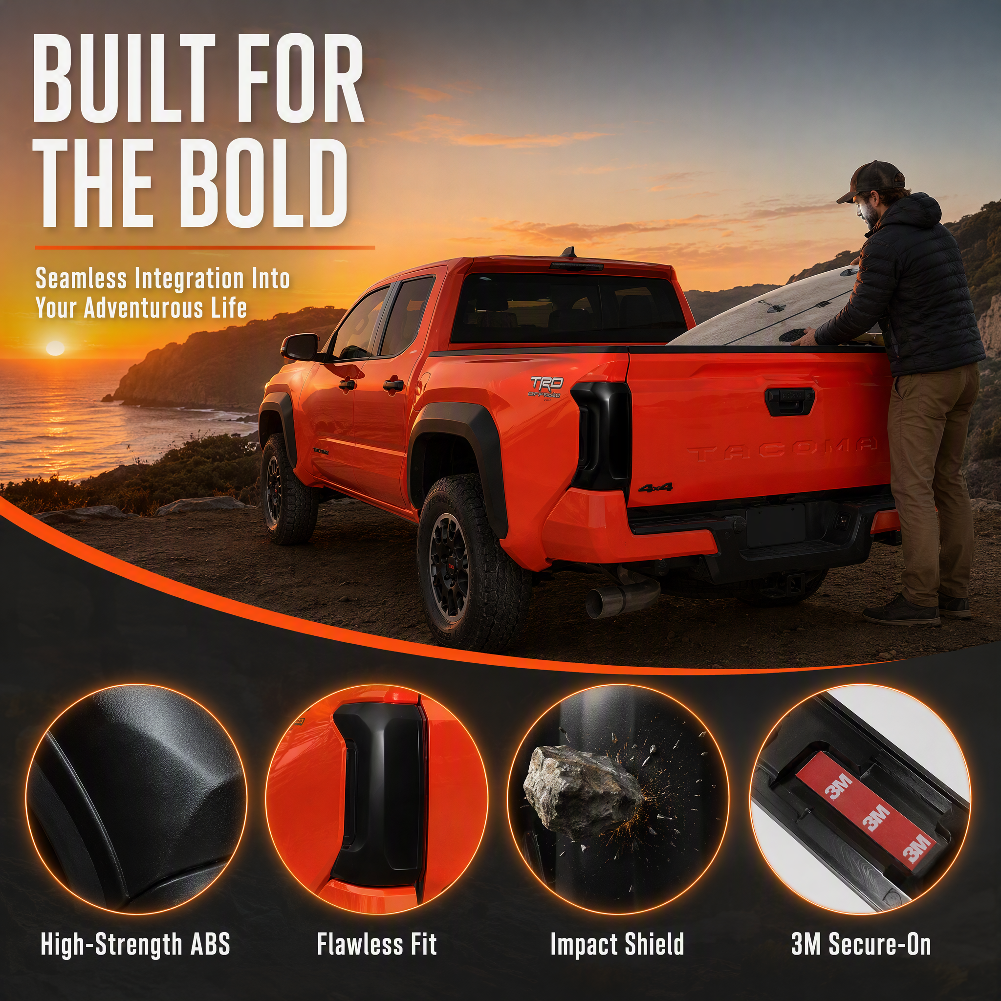 P320 Blackened Taillight Lamp Shell Cover Trim for Toyota Tacoma 2024+