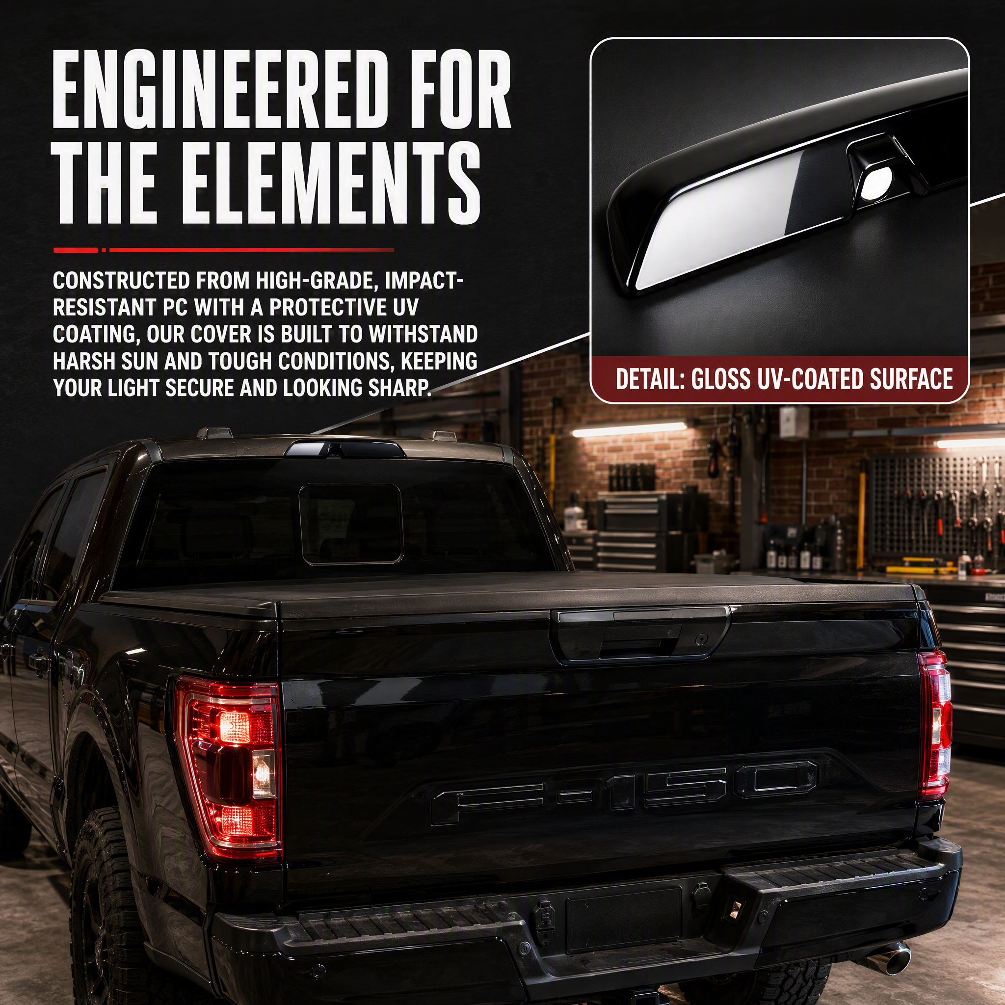 P360 Blackened Taillight Lamp Shell Cover Trim for Ford F-150 2021-2023
