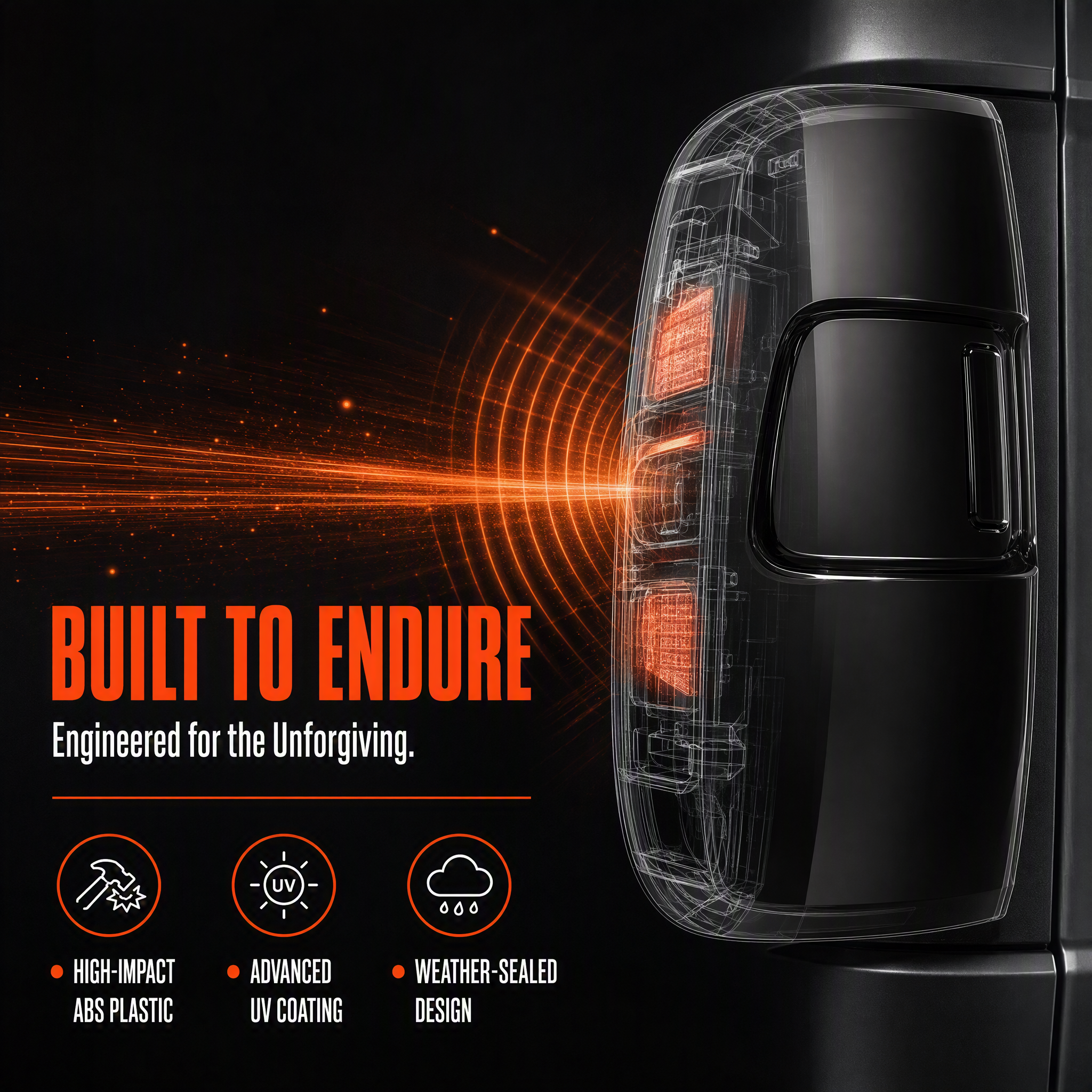 P370 Blackened Taillight Lamp Shell Cover Trim for Dodge RAM 2019-2025