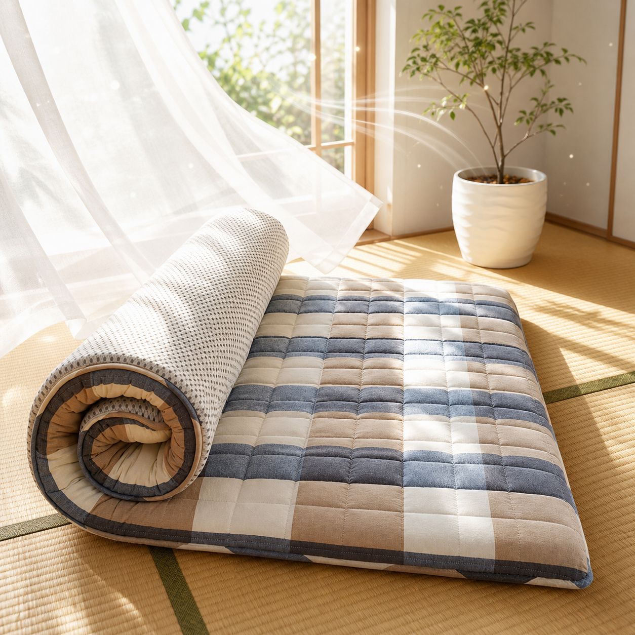 Tatami compatible cotton pad mattress for versatile use