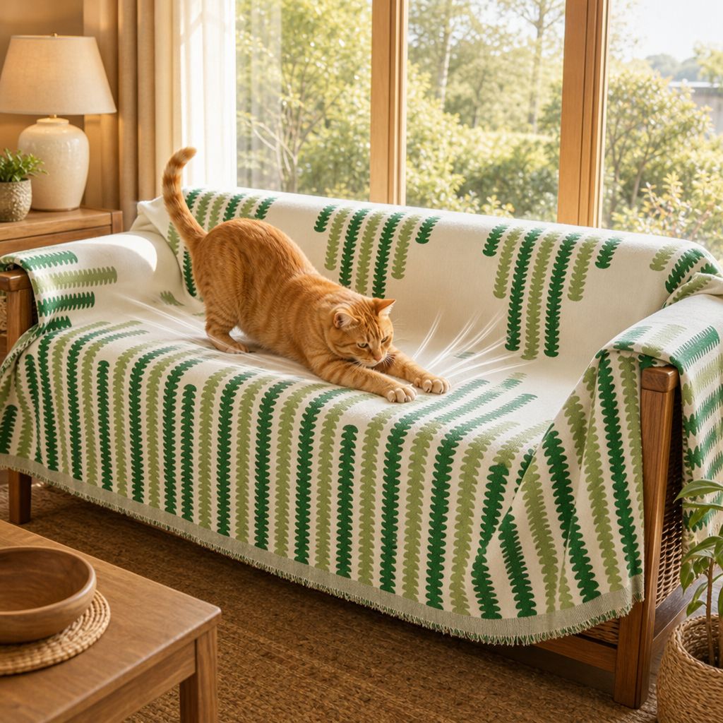 Dustproof full cover fabric sofa cover on a modern couch
