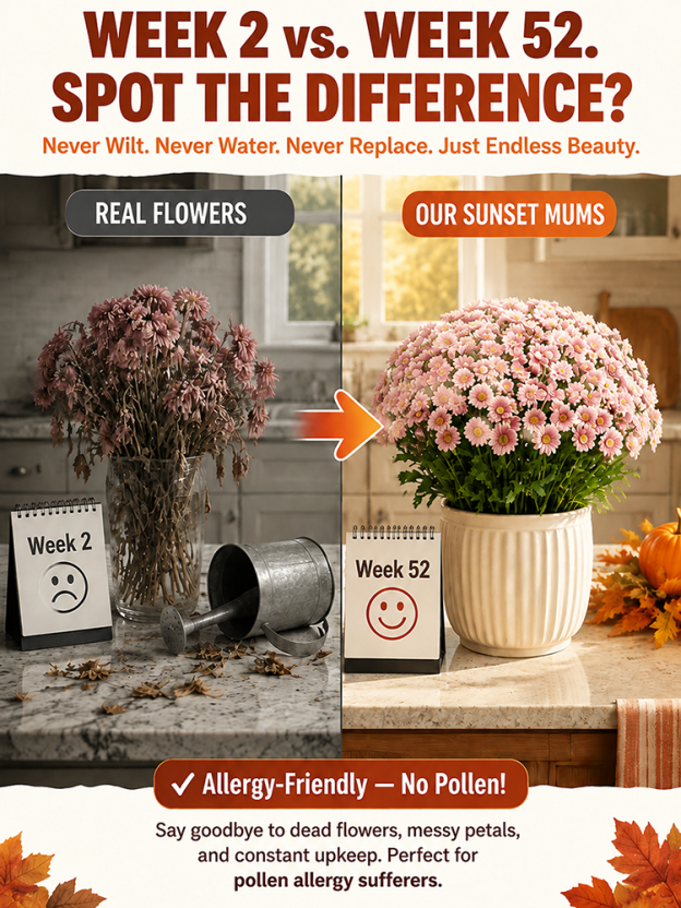 Artificial Outdoor Sunset Mums Flowers