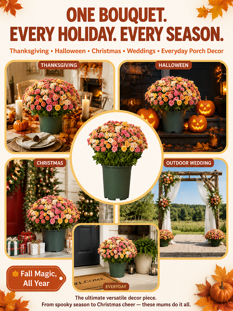 Artificial Outdoor Sunset Mums Flowers