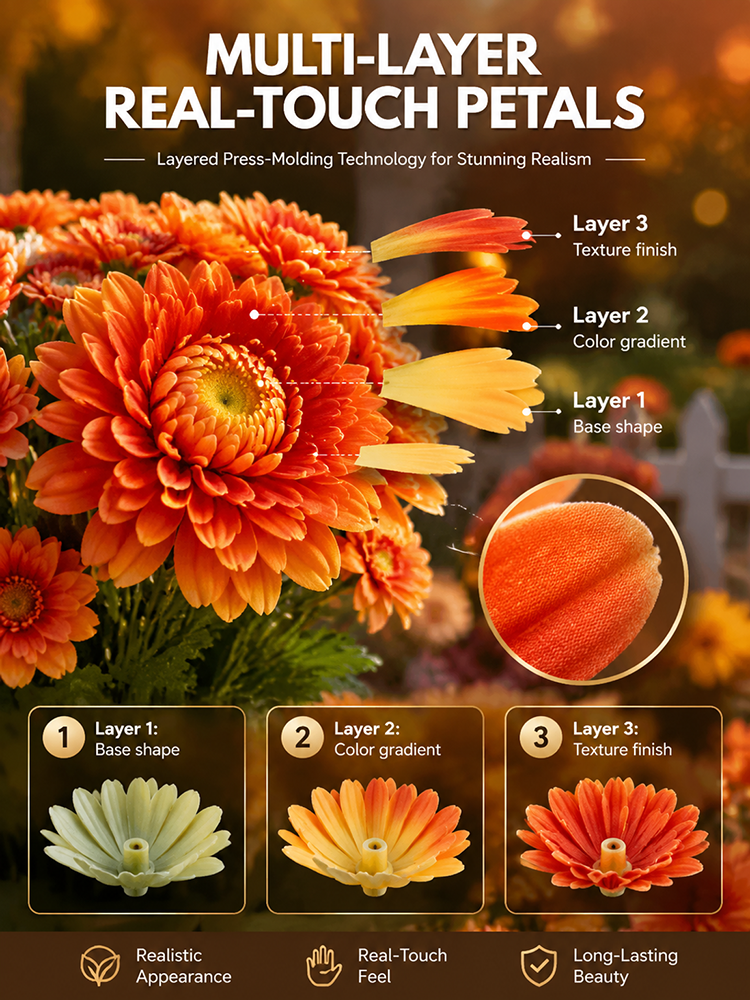 Artificial Outdoor Sunset Mums Flowers