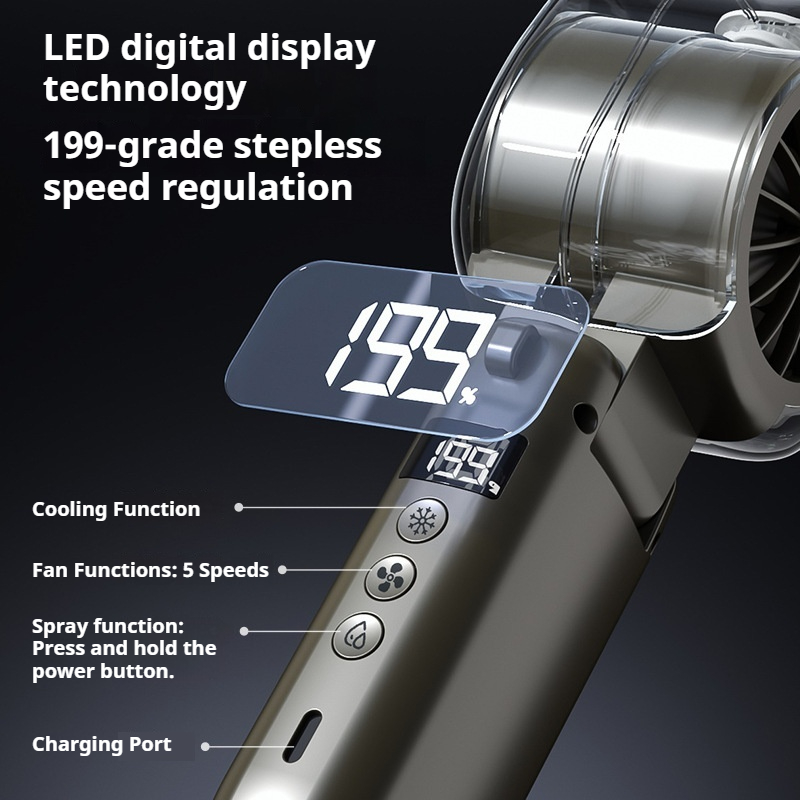 3-Second Cooling Spray Fan – Foldable & Portable