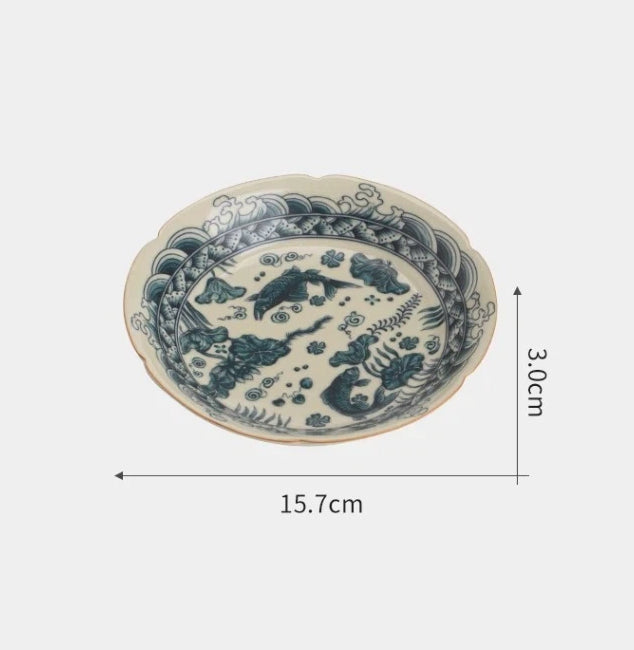 hand painted fish and seaweed crackle tea – Jingdezhen Hand-Painted Fish and Seaweed Crackle Tea Tray by Kungfuyang, view 5-2