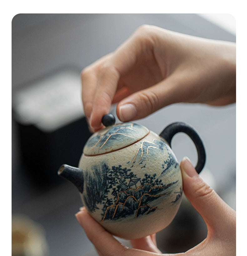 hand painted landscape blue and white – Blue and White Porcelain Hand-Painted Landscape Dragon by Kungfuyang