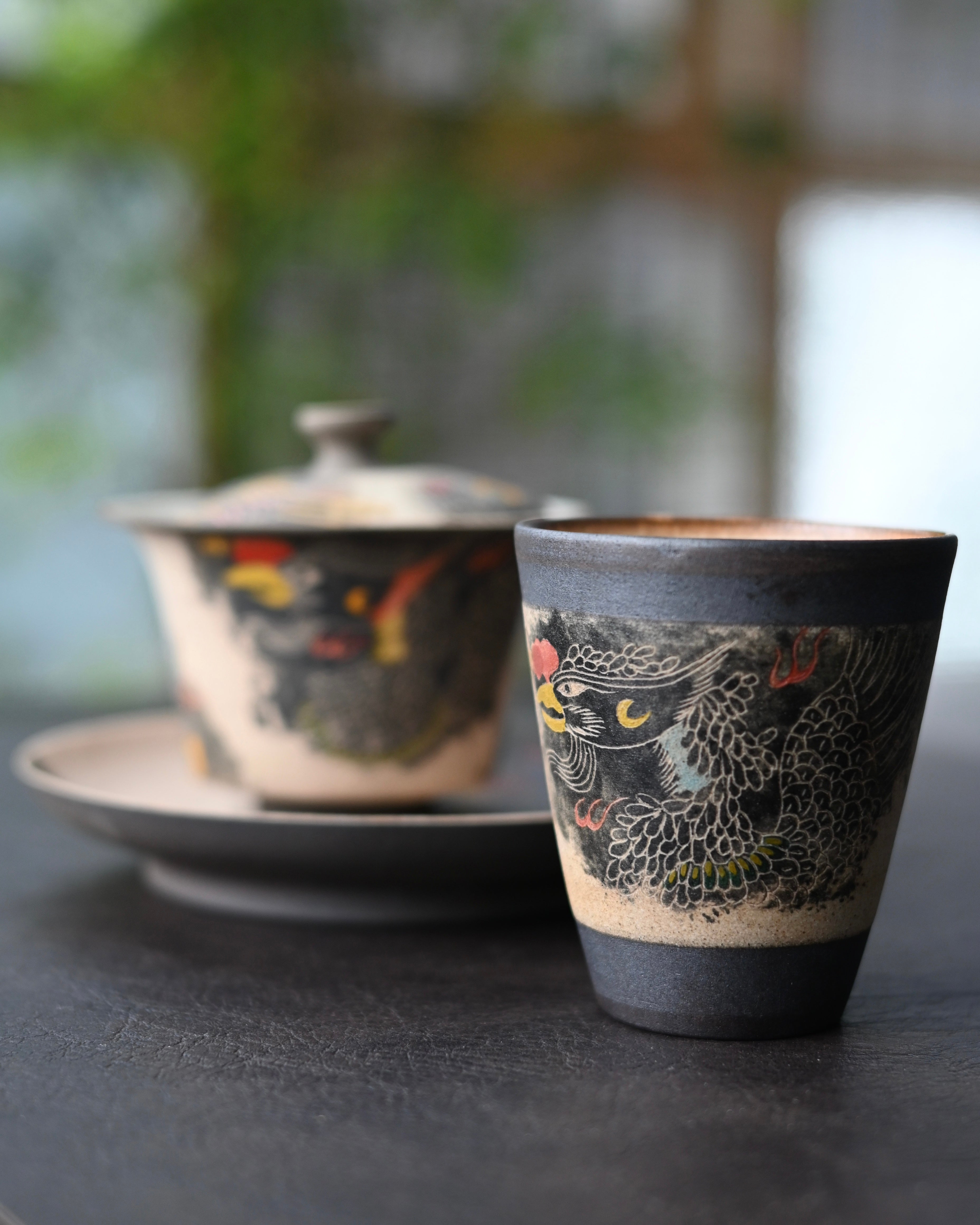 hand carved and hand painted phoenix clay teacup – Jingdezhen Phoenix Rising Hand-Painted Clay Teacup by Kungfuyang
