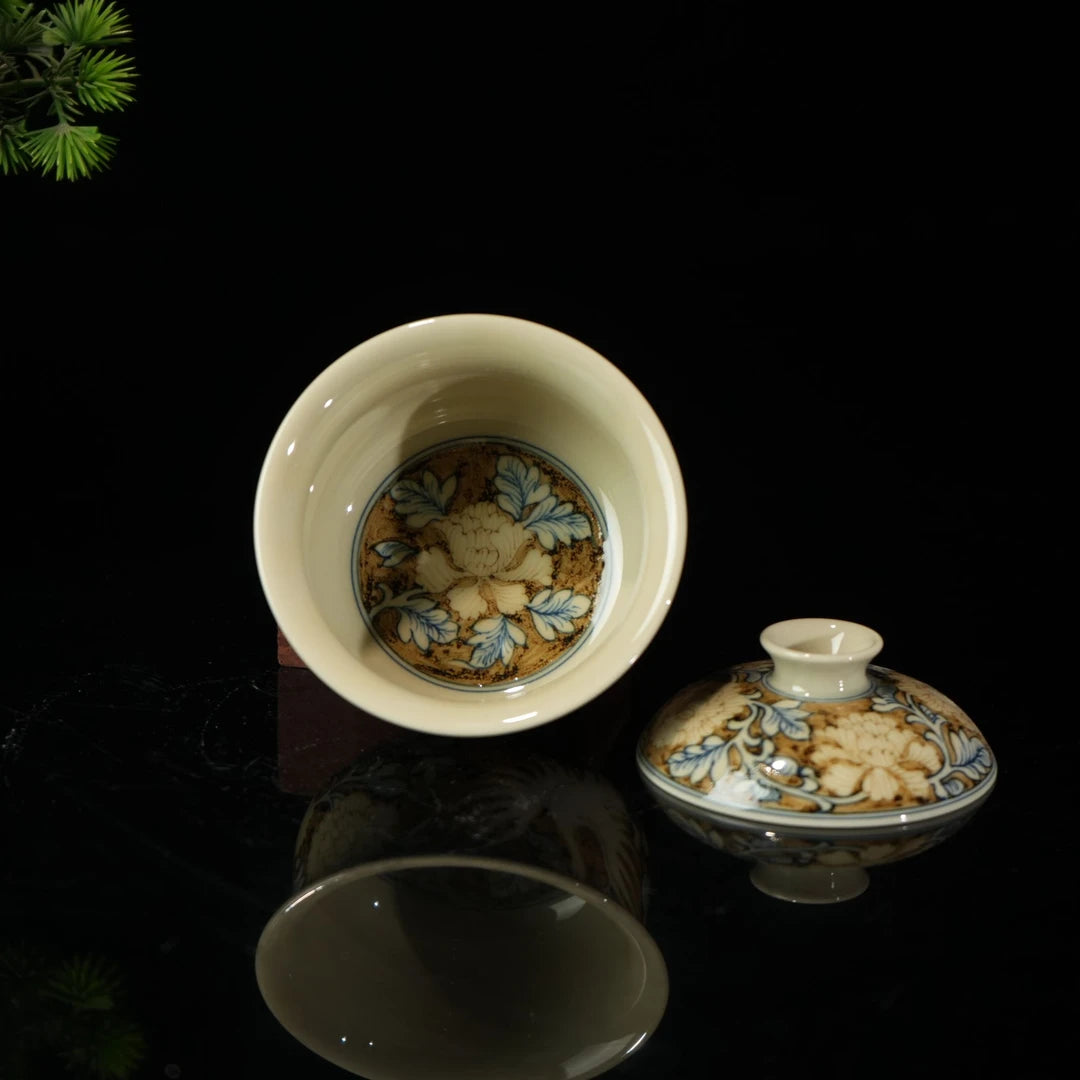 Kungfuyang Jingdezhen Hand-Painted Underglaze Gold Phoenix Gaiwan 150ml, product view 2