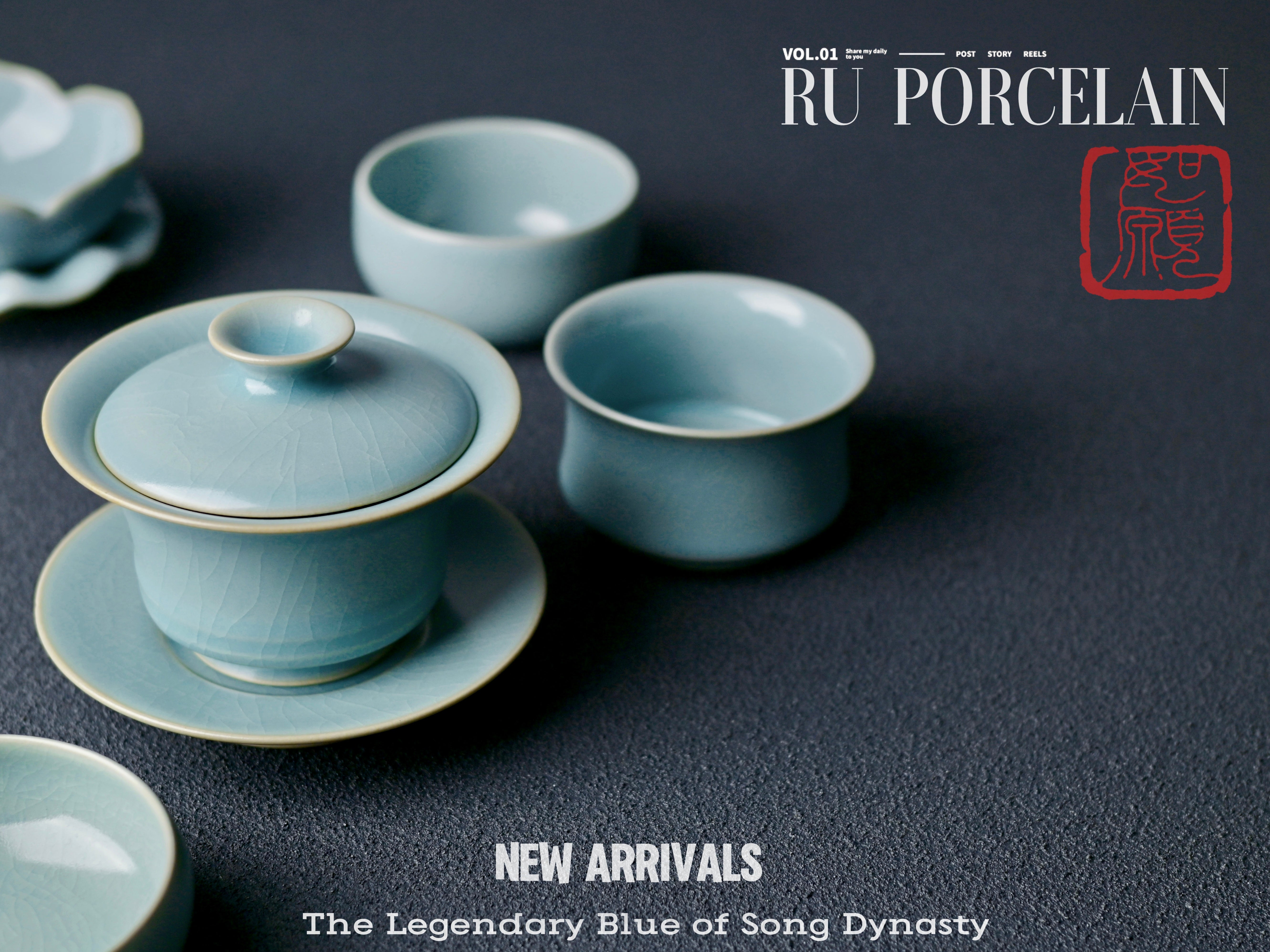 ru porcelain teaset with crackles pattern – Ru Porcelain Vintage Glaze "Horse Shoe" Teacup by Kungfuyang