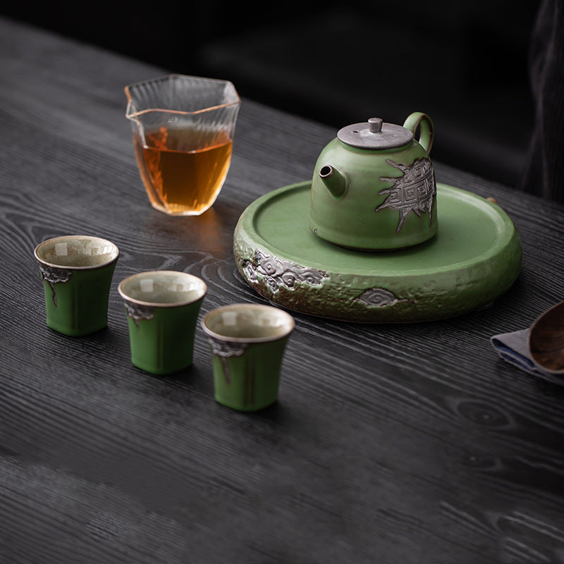 Kungfuyang Vintage Coarse Pottery Teaware with Celadon Glaze, product view 11