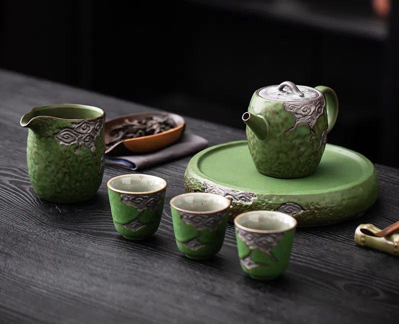 Kungfuyang Vintage Coarse Pottery Teaware with Celadon Glaze, product view 13