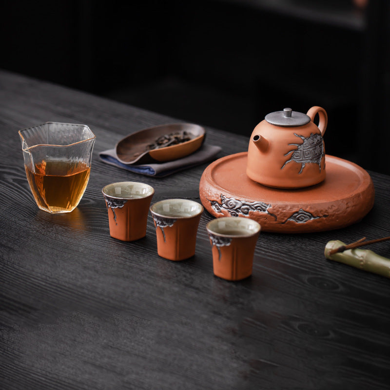 Kungfuyang Vintage Coarse Pottery Teaware with Celadon Glaze, product view 17