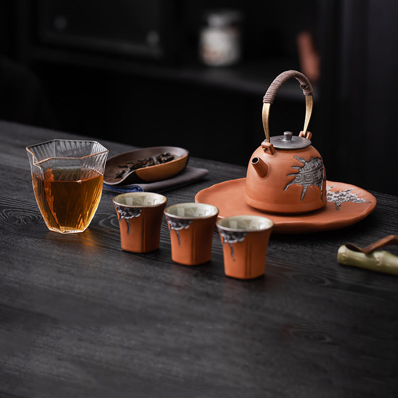 Kungfuyang Vintage Coarse Pottery Teaware with Celadon Glaze, product view 18