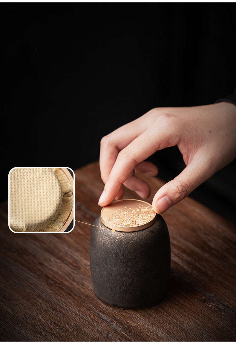 Kungfuyang Gilded Rust Glaze Wabi-sabi Style Ceramic Tea Set, product view 11