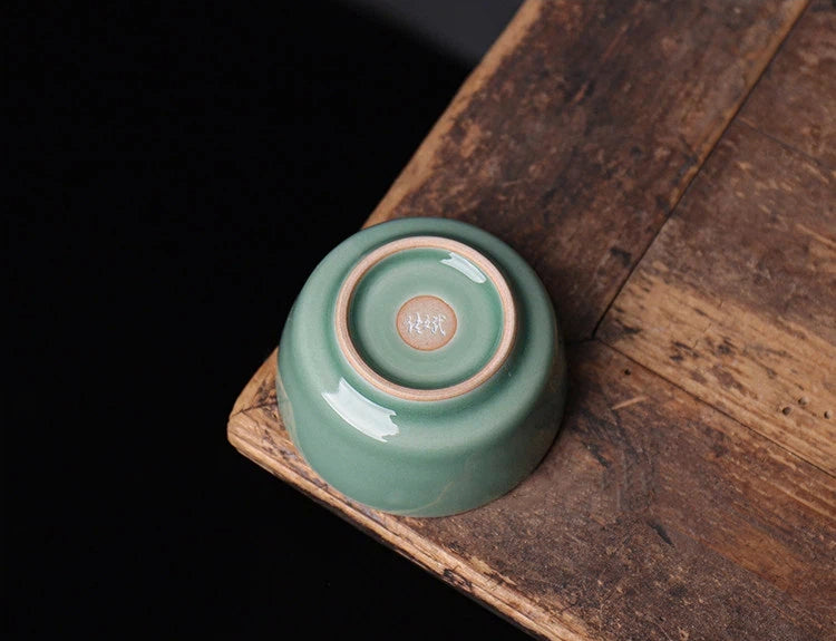 sbknvou9h – Longquan Celadon Dragon-Fish Plum Green Wood Ash Teacup 90ml by Kungfuyang