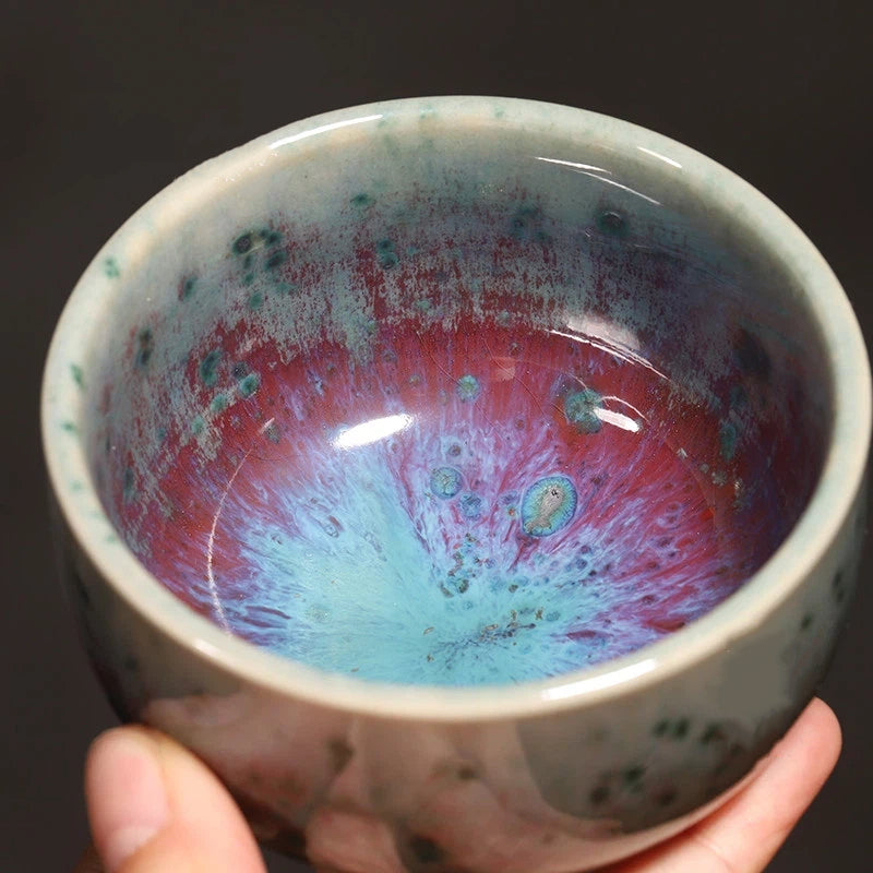 xkjv38cci – Handcrafted Jun Ware Phoenix Tail Glaze Luohan Teacup 120ml by Kungfuyang