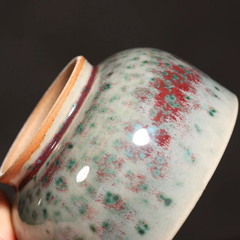 sld45blfx – Handcrafted Jun Ware Phoenix Tail Glaze Luohan Teacup 120ml by Kungfuyang