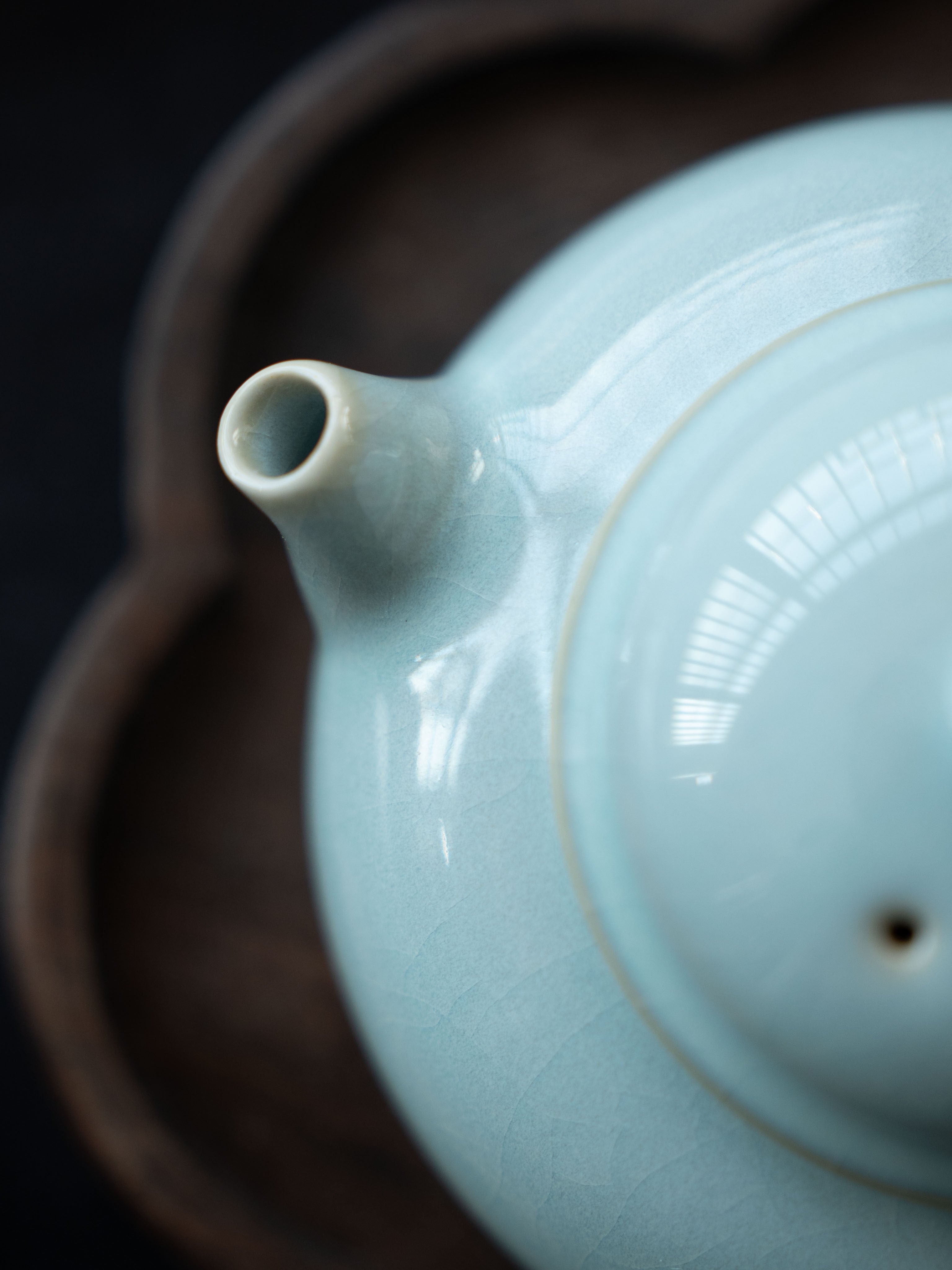 ru ware sky blue glaze teapot 200ml – Ru Porcelain Sky-Blue Glaze Crackle Pattern Teapot 200ml by Kungfuyang