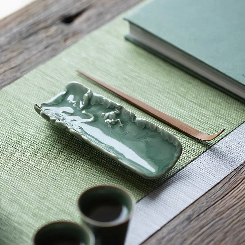 Kungfuyang Longquan Celadon Tea Holder with Hand Carved Lotus Pattern, product view 6